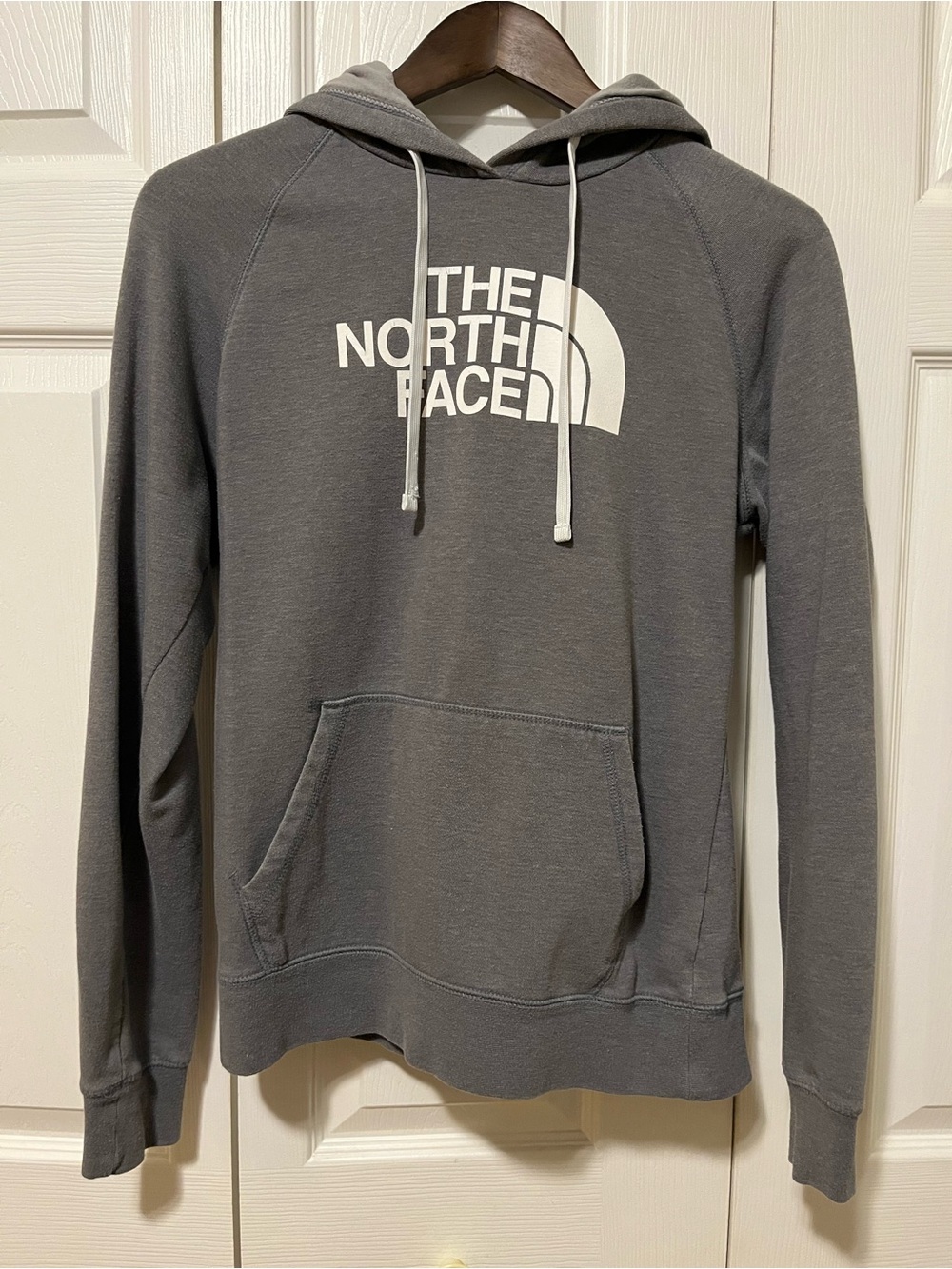 The North Face Gray Pullover Hoodie with White Logo